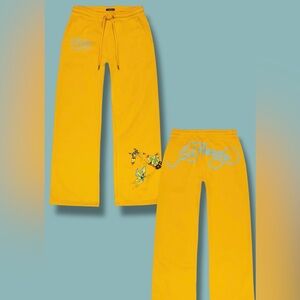 Ed Hardy Yellow sweatpants with Graphic Design